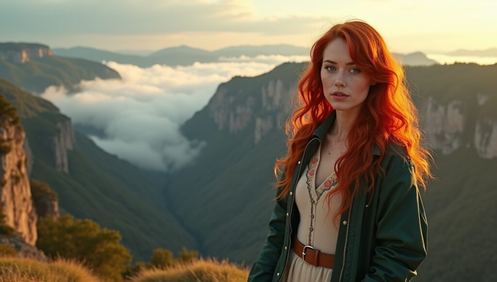 flux dev a striking redhaired woman with long curly hair and f 1